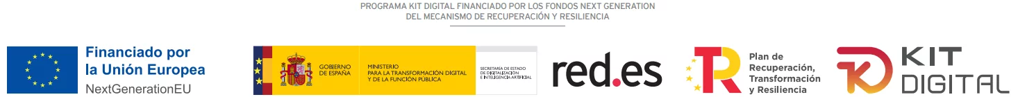 Programa Kit Digital financiado por los fondos Next Generation del Mecanismo de Recuperación y Resiliencia: Financiado por la Unión Europea NextGenerationEU, Gobierno de España, Red.es, Plan de Recuperación, Transformación y Resiliencia y Kit Digital